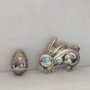 Bunny Rabbit & Egg Brooch & Pendant